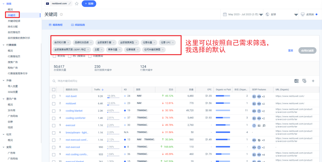 Rest Duvet 的自然关键词数据